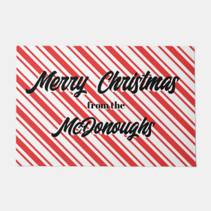 Peppermint Stripe Frohe Weihnachten Fußmatte