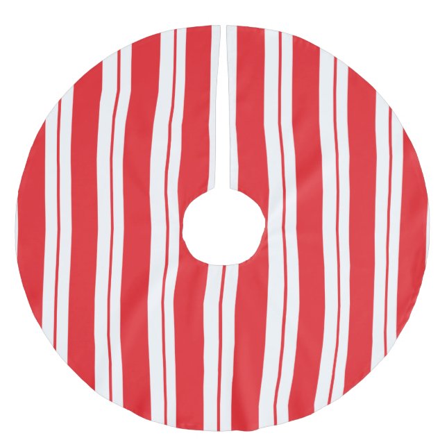Peppermint Stripes Christmas Candy Cane Polyester Weihnachtsbaumdecke (Vorderseite)