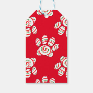 Peppermint Swirl Dog Paw in rot-grün weiß Geschenkanhänger