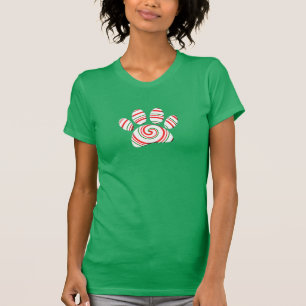 Peppermint Swirl Dog Paw in rot-grün weiß T-Shirt