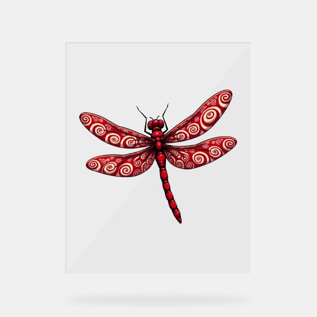 Peppermint Swirl Dragonfly Acrylschild (Vorderseite)
