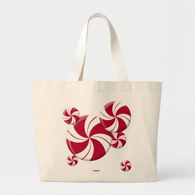 Peppermint Swirl Stripe Candy Jumbo Stoffbeutel (Vorne)