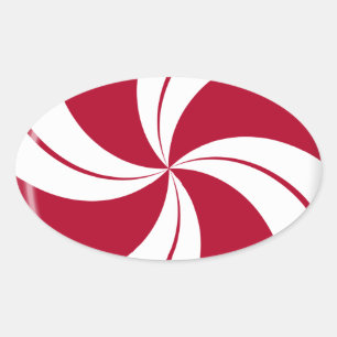 Peppermint Swirl Stripe Candy Ovaler Aufkleber