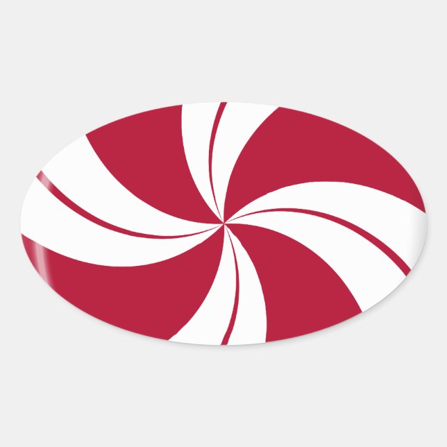 Peppermint Swirl Stripe Candy Ovaler Aufkleber (Vorderseite)