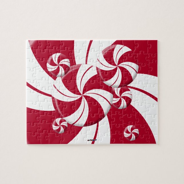Peppermint Swirl Stripe Candy Puzzle (Horizontal)