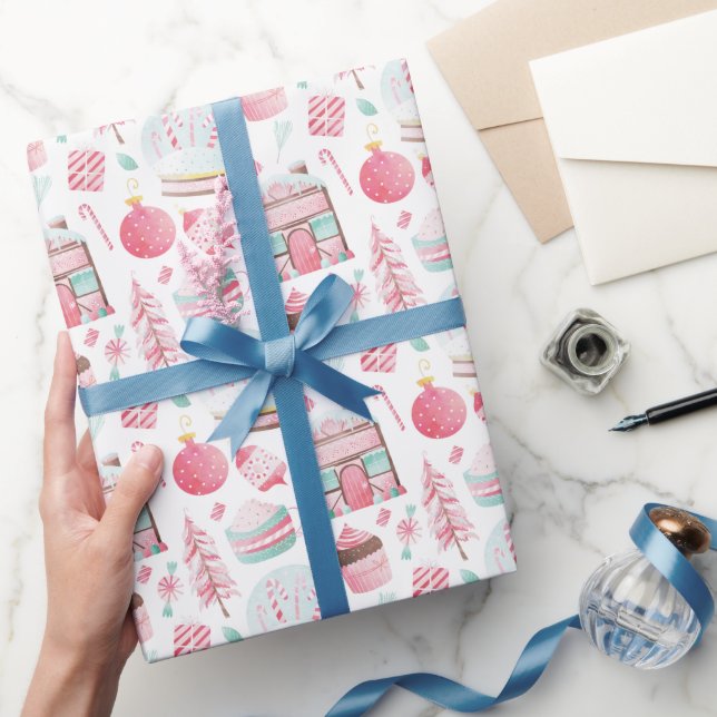 Peppermint Watercolor Weihnachtswrapping Paper Geschenkpapier (Schenken)