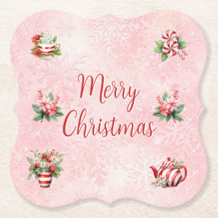 Peppermint Weihnachtsgebäck Party Rosa Schneeflock Untersetzer