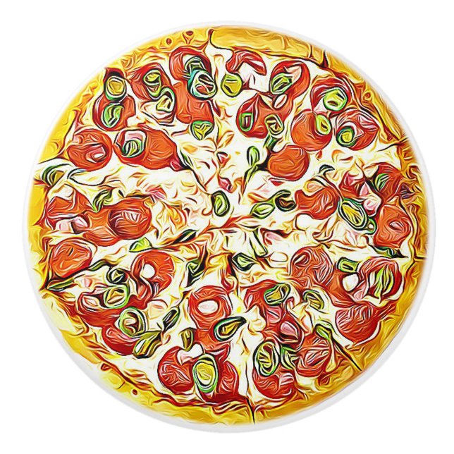 Pepperoni-Käse-Pizza-Küchenschrank-Griff Keramikknauf (Vorderseite)