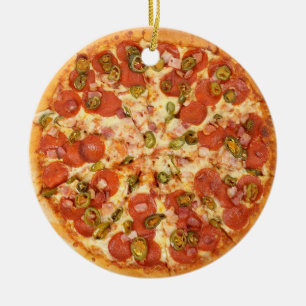 Pepperoni-Pizza-Anhänger Junk Food Keramik Ornament