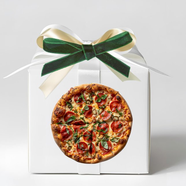 Pepperoni Pizza Basil Aufkleber (Pepperoni and Basil Pizza Sticker - Italian & Sicilian Heritage Gift Favor accent)