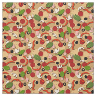Pepperoni Pizza Cartoon Pattern Stoff