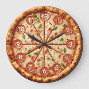 Pepperoni Pizza Clock - Es ist immer Pizza Time! Große Wanduhr