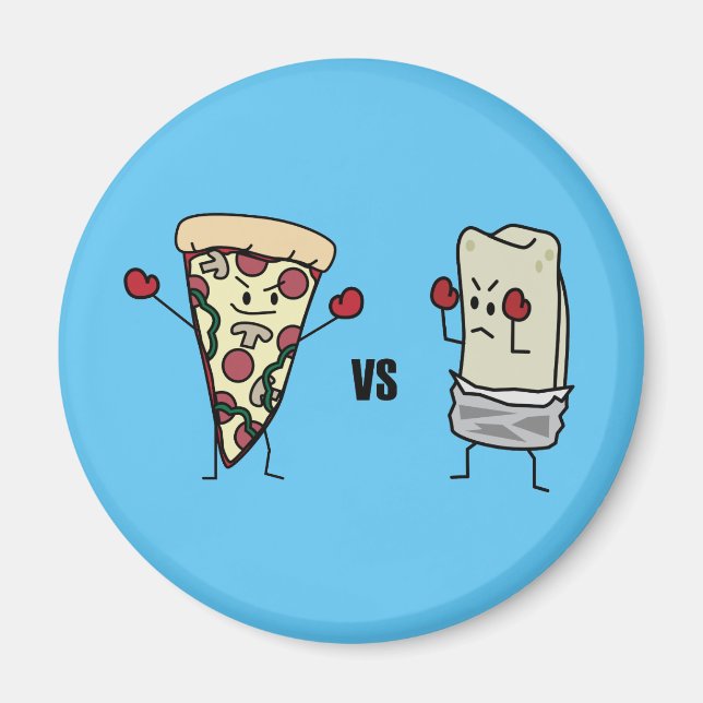 Pepperoni-Pizza GEGEN Burrito: Mexikaner gegen Magnet (Vorne)