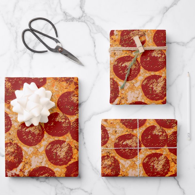 Pepperoni Pizza Geschenkpapier Set (Vorderseite)