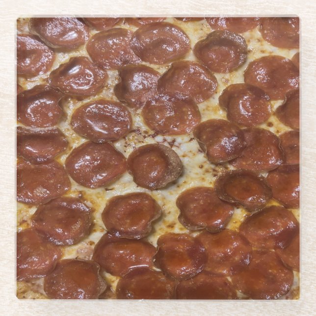Pepperoni Pizza Glasuntersetzer (Vorderseite)