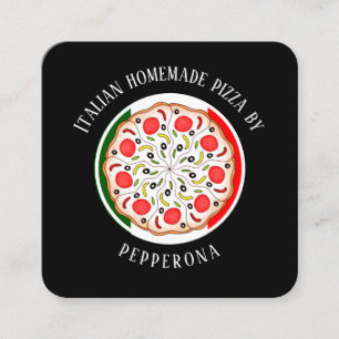 Pepperoni Pizza Italienische Fahne schwarz berufli Quadratische Visitenkarte