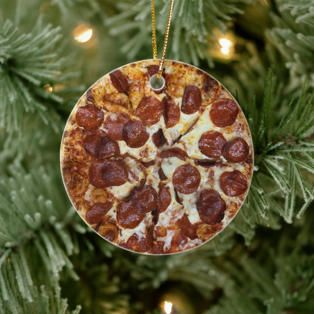 Pepperoni Pizza Keramik Ornament (Baum)