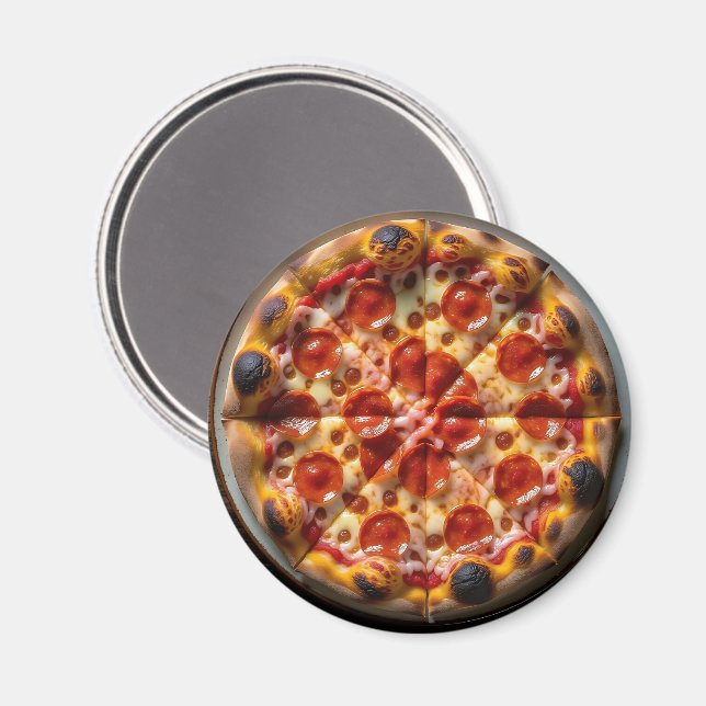Pepperoni Pizza Magnet (Vorderseite/Rückseite)