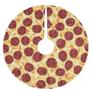 Pepperoni-Pizza-Muster Polyester Weihnachtsbaumdecke