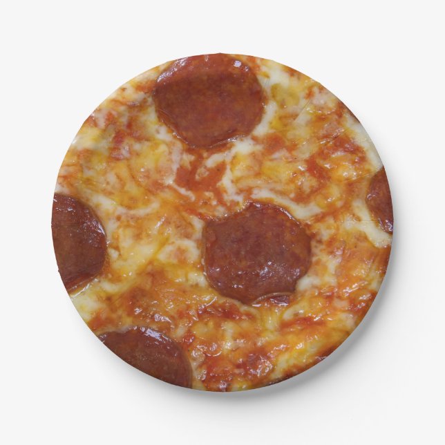 Pepperoni-Pizza Pappteller (Vorderseite)