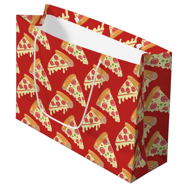 Pepperoni Pizza Party Große Geschenktüte (Vorderseite Schrägansicht)