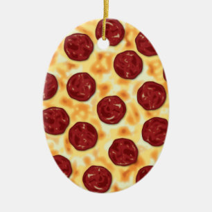 Pepperoni Pizza Pattern Keramik Ornament