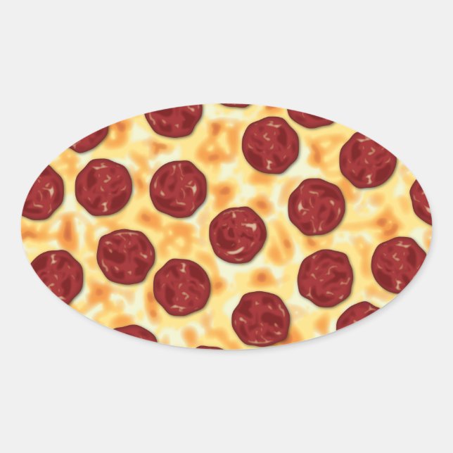 Pepperoni Pizza Pattern Ovaler Aufkleber (Vorderseite)