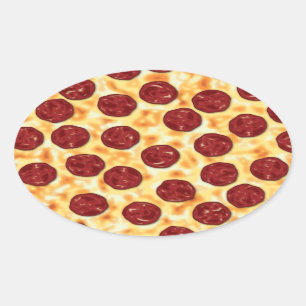 Pepperoni Pizza Pattern Ovaler Aufkleber