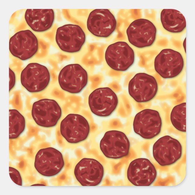 Pepperoni Pizza Pattern Quadratischer Aufkleber (Vorderseite)