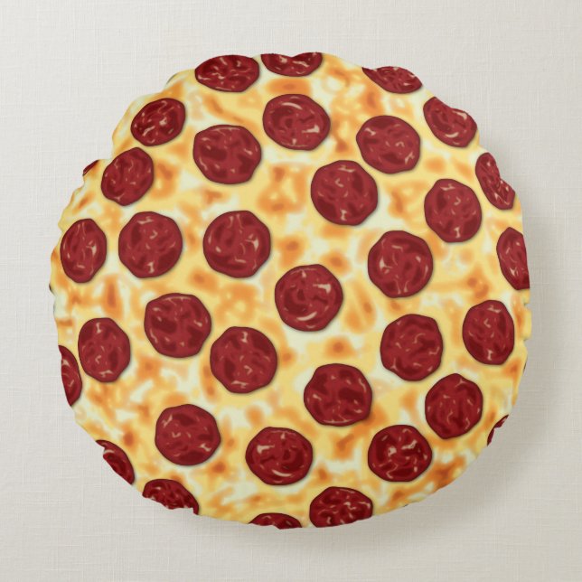 Pepperoni Pizza Pattern Rundes Kissen (Vorderseite)