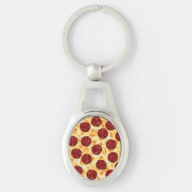 Pepperoni Pizza Pattern Schlüsselanhänger (Vorderseite)