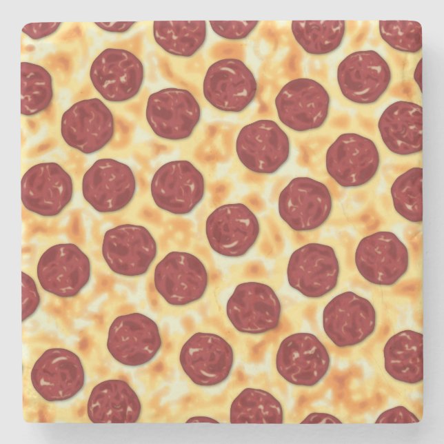 Pepperoni Pizza Pattern Steinuntersetzer (Vorderseite)