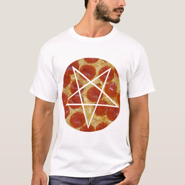 Pepperoni Pizza Pentagramm T-Shirt (Vorderseite)