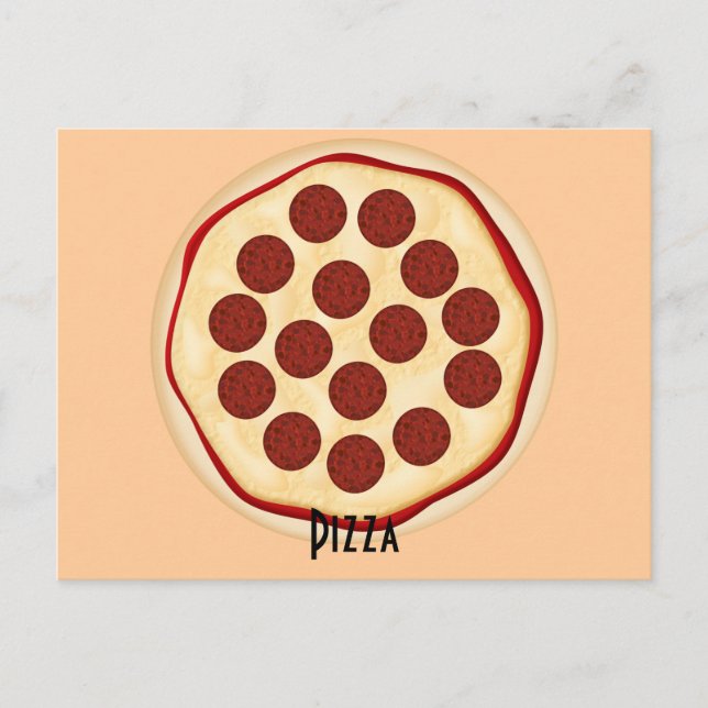 Pepperoni Pizza Rezept Card Postkarte (Vorderseite)