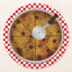 Pepperoni Pizza Round Untersetzer Set