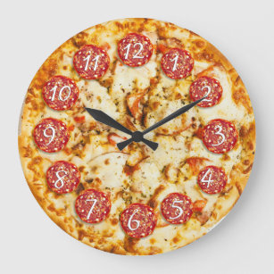 Pepperoni Pizza Runde Küche oder Restaurant Große Wanduhr