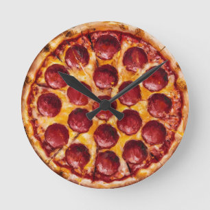 Pepperoni Pizza Runde Wanduhr