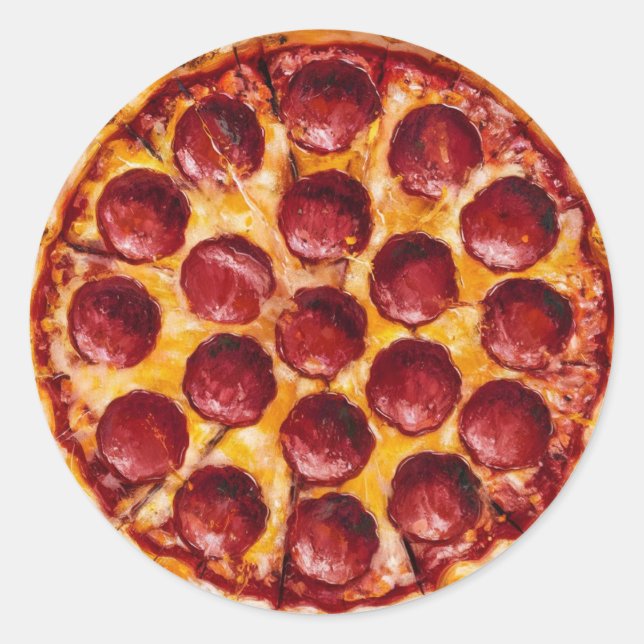 Pepperoni-Pizza Runder Aufkleber (Vorderseite)