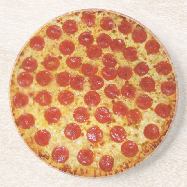 Pepperoni Pizza Sandstein Untersetzer (Vorne)