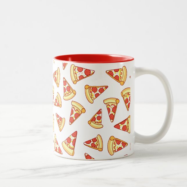 Pepperoni-Pizza-Scheibe, die Muster-Tasse zeichnet Zweifarbige Tasse (Rechts)