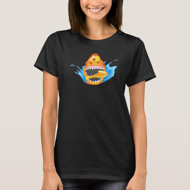 Pepperoni Pizza Shark Niedlich Einzigartiger Feins T-Shirt (Vorderseite)