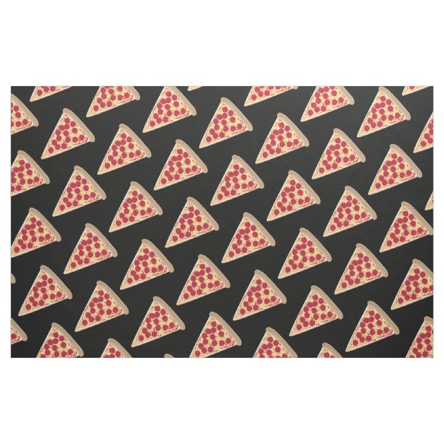 Pepperoni Pizza Slice Pattern auf Schwarz Stoff (Fat Quarter (45,7 x 55,9 cm))