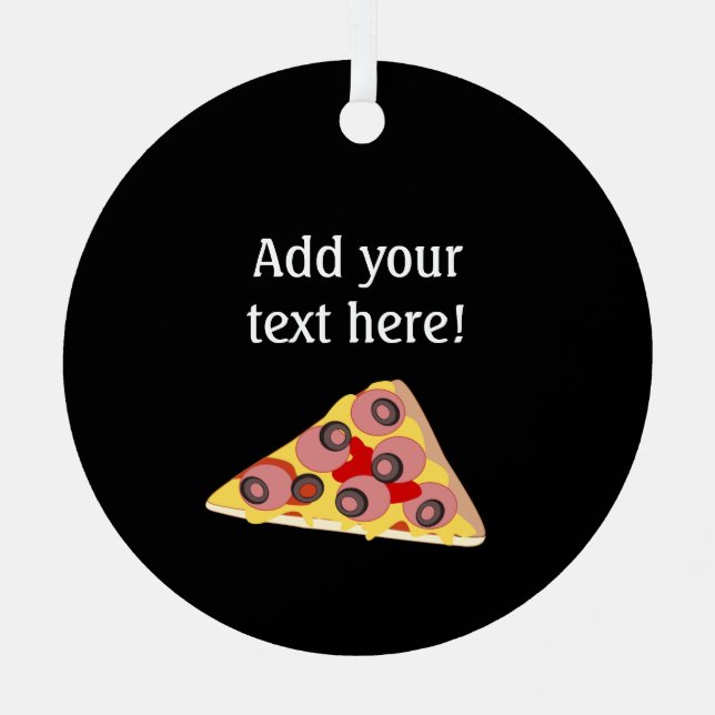 Pepperoni Pizza Slice - Personalisierter Text Ornament Aus Metall (Vorderseite)