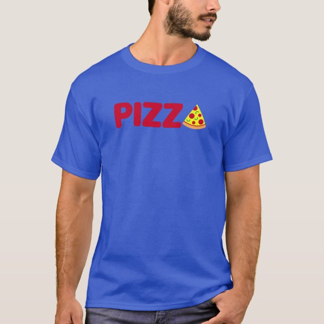 Pepperoni Pizza Slice Typografisches Logo T-Shirt (Vorderseite)