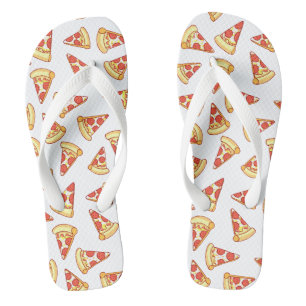 Pepperoni Pizza Slice Zeichnend Muster Thongs Show Flip Flops