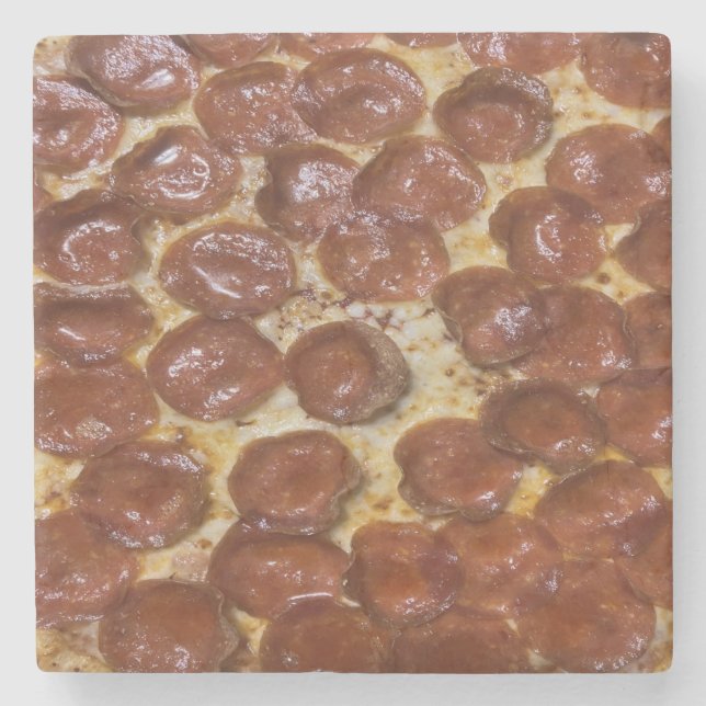Pepperoni Pizza Steinuntersetzer (Vorderseite)