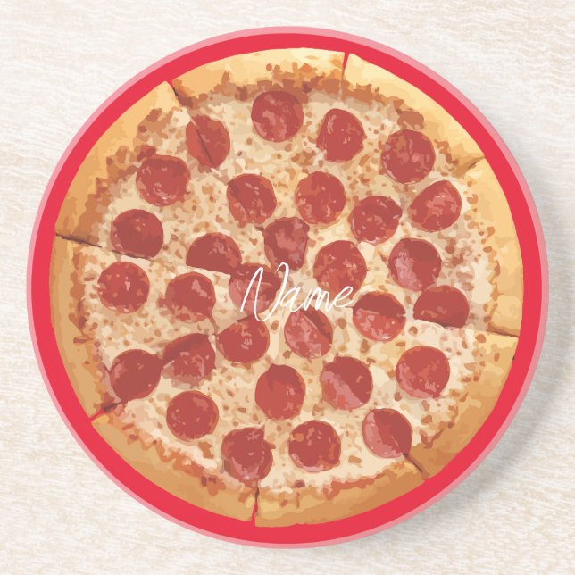 Pepperoni Pizza Thunder_Cove Getränkeuntersetzer (Vorne)