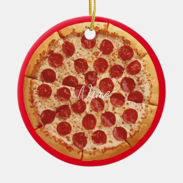 Pepperoni Pizza Thunder_Cove Keramik Ornament (Vorne)