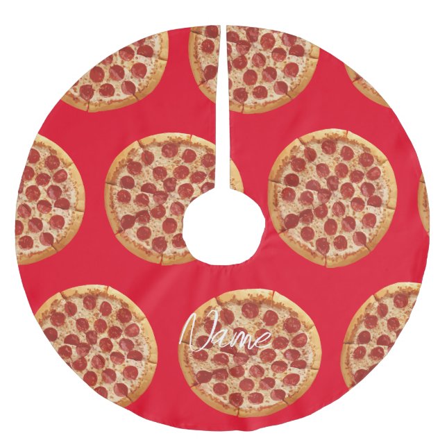 Pepperoni Pizza Thunder_Cove Polyester Weihnachtsbaumdecke (Vorderseite)