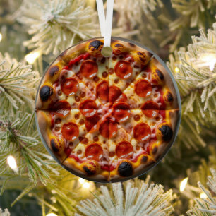 Pepperoni und Käse Pizza Weihnachten Ornament Aus Metall